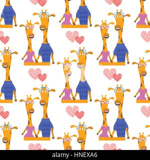 giraffes in love. seamless pattern. children s illustration. is used to print, website, smartphone, design, textiles, ceramics fabrics prints postcard Stock Vector