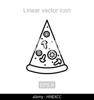Icon of the slice of pizza in a linear style Stock Vector