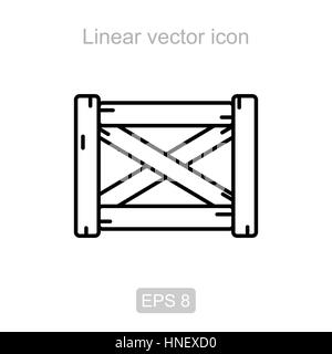 Icon of the wooden box in a linear style Stock Vector