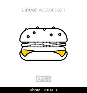 Icon of the hamburger in a linear style Stock Vector
