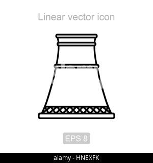 Pipe nuclear power plant. Linear vector icon. Stock Vector