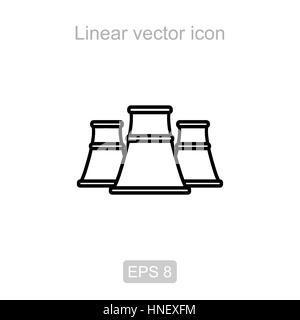 Nuclear power station. Linear vector icon. Stock Vector