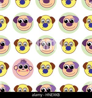 a dog and a monkey head. seamless pattern. children s illustration. used for printing, the website, Smart Phone, design etc Stock Vector