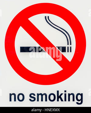 Lettering no smoking, smoking prohibition sign, prohibited Stock Photo