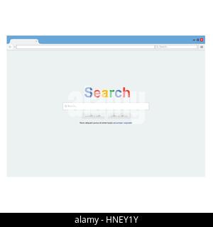 Browser window with default search page. Vector illustration. Web browser in flat style. Window concept internet browser. Stock Vector