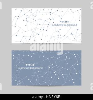 Set of horizontal banners. Geometric pattern with connected lines and dots. Vector illustration. Stock Vector