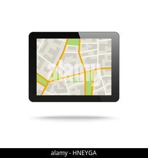 Tablet computer with City Map Stock Vector
