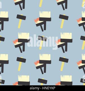 Paint brush and hammer. children s illustration. used for printing, the website, smart phone, design, textiles, ceramics, fabrics prints postcards pac Stock Vector