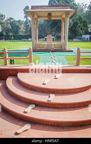 Gandhi Smriti Museum, the home of Mahatma Gandhi for last 144 days of his life, before he was shot on January 30th 1948. The Footsteps Represent His L Stock Photo