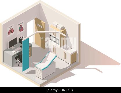 Vector isometric low poly doctors office icon Stock Vector