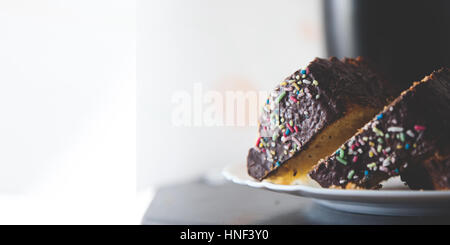 Two slices of homemade cake with daylight Stock Photo