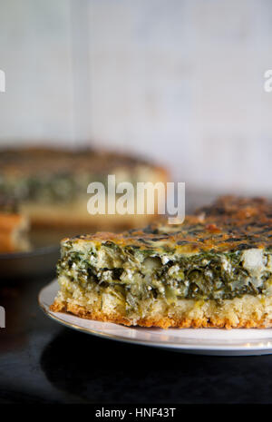 Homemade spinach pie Greek traditional Stock Photo