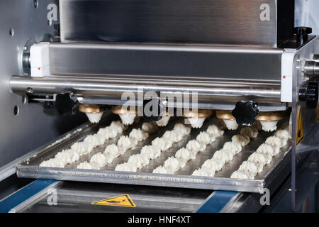 Biscuit depositing machine, equipment in bakery industry Stock Photo