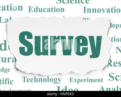 Science concept: Painted green text Survey on Torn Paper background with  Tag Cloud Stock Photo