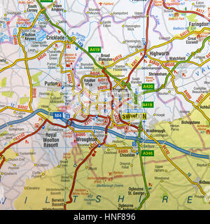 Road Map of Swindon, Wiltshire, England Stock Photo - Alamy