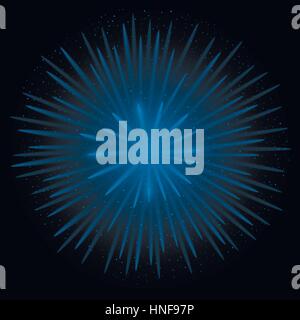 Blue realistic fireworks Stock Vector