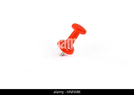 Red push pin isolated on white background Stock Photo