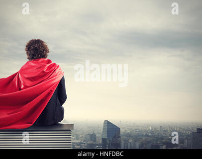 Business city superhero Stock Photo