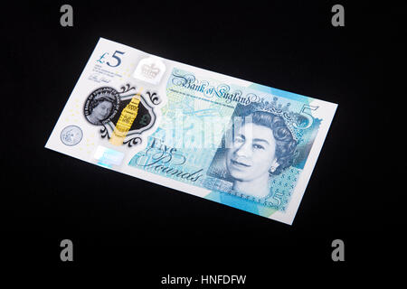 New polymer 5 pound note Stock Photo