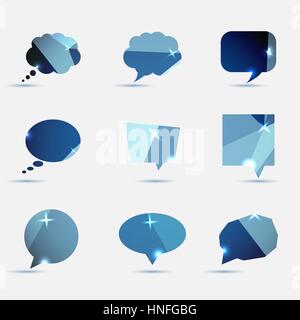 Set of blue polygonal geometric speech bubble, stock vector Stock Vector
