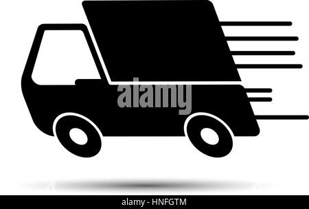 Fast shipping delivery truck flat icon for apps and websites Stock Vector