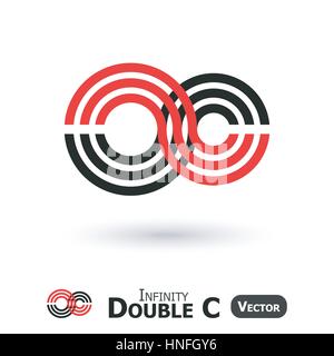 Double C Infinity  ( Infinity Sign look like C shape ) Stock Vector