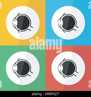 Eye icon ( Flat design ) for eye care , disease concept ( Glaucoma Cataract Pterygium Pinguecula Conjunctivitis Keratitis etc) Eye anatomy ( conjuncti Stock Vector