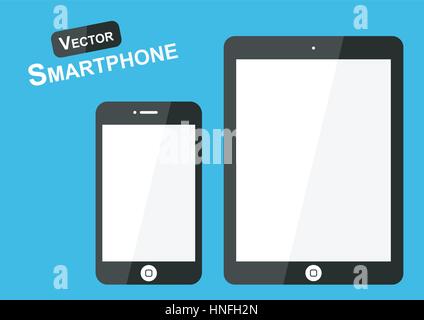 Smart phone vector ( Flat design ) on blue background ( high tech object ) Stock Vector