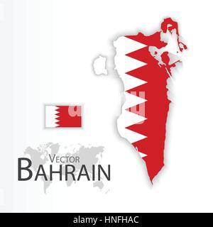 Bahrain ( Kingdom of Bahrain ) ( flag and map ) ( transportation and tourism concept ) Stock Vector