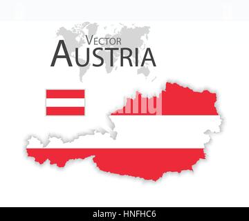 Austria ( Republic of Austria ) ( flag and map ) ( transportation and tourism concept ) Stock Vector