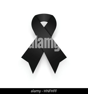 Black ribbon on white background . mourn for king of thailand pass away . rest in peace . Stock Vector