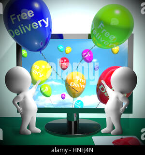 Free Delivery Balloons From Computer Shows No Charge 3d Rendering Stock Photo