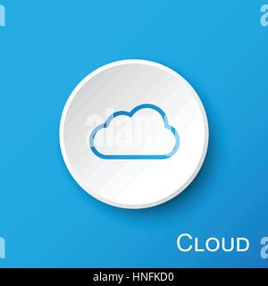 Cloud button on blue gradient background Stock Vector