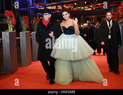 Berlin, Germany. 12th Feb, 2017. Berlinale Director Dieter Kosslick and actress Huma Qureshi on the red carpet at'Viceroy·s House' at the 67th International Berlin Film Festival, Berlinale, in Berlin, Germany, 12 February 2017. The film, an Indian-British co-production, is running out of rival films in Photo: Monika Skolimowska/dpa/Alamy Live News Stock Photo