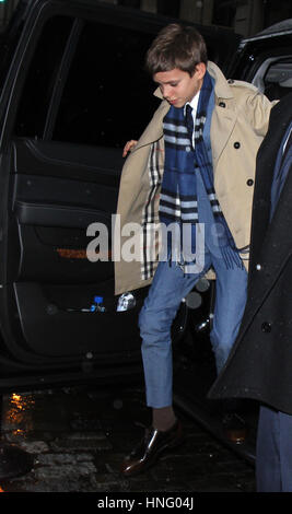 New York, NY, USA. 12th Feb, 2017. Romeo Beckham seen arriving at Balthazar Restaurant in New York City on February 12, 2017. Stock Photo