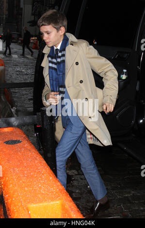 New York, NY, USA. 12th Feb, 2017. Romeo Beckham seen arriving at Balthazar Restaurant in New York City on February 12, 2017.