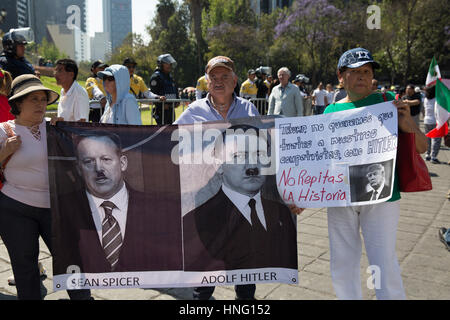 Mexico City, Mexico. 12th February 2017. Thousands hold signs against US President Donald Trump during an anti-Trump march in Mexico City, Mexico on February 12, 2017. Credit: Benedicte Desrus/Alamy Live News