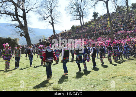 Yongren, China's Yunnan Province. 11th Feb, 2017. Women of Yi ethnic ...