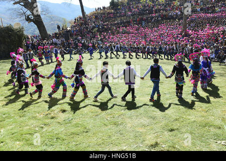 Yongren, China's Yunnan Province. 11th Feb, 2017. Women of Yi ethnic ...