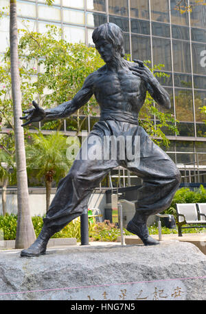 HONG KONG CIRCA FEBRUARY 2017. Bruce Lee Statue in Kowloon Hong Kong, commemorates the consummate martial artist and American actor made famous by his Stock Photo