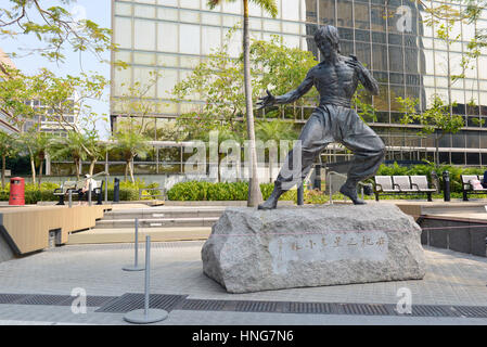 HONG KONG CIRCA FEBRUARY 2017. Bruce Lee Statue in Kowloon Hong Kong, commemorates the consummate martial artist and American actor made famous by his Stock Photo