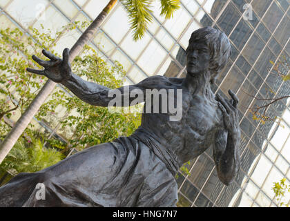 HONG KONG CIRCA FEBRUARY 2017. Bruce Lee Statue in Kowloon Hong Kong, commemorates the consummate martial artist and American actor made famous by his Stock Photo