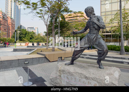 HONG KONG CIRCA FEBRUARY 2017. Bruce Lee Statue in Kowloon Hong Kong, commemorates the consummate martial artist and American actor made famous by his Stock Photo