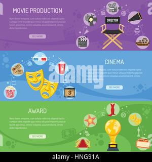 Cinema and Movie horizontal banners Stock Vector