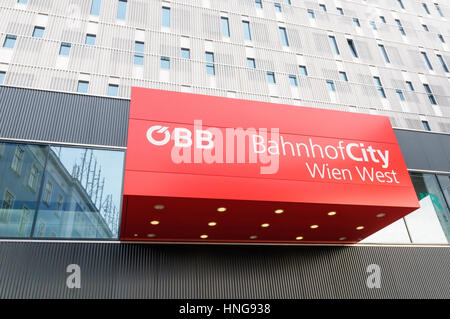 Vienna West station sign (Wien Westbahnhof), Vienna, Austria Stock Photo