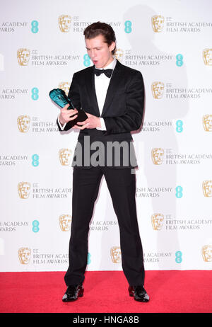 EE Rising Star winner actor Tom Holland in the press room during the EE British Academy Film Awards held at the Royal Albert Hall, Kensington Gore, Kensington, London. PRESS ASSOCIATION Photo. Picture date: Sunday 12 February 2017. See PA Story SHOWBIZ Baftas. Photo credit should read: Ian West/PA Wire Stock Photo