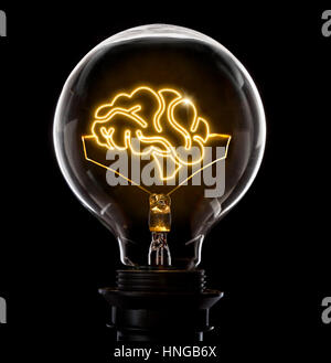 Clean And Shiny Lightbulb With A Brain As Glowing Wireseries Clean And Shiny Lightbulb With A Brain As Glowing Wireseries