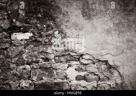 Brick wall abstract texture in Florence Italy black and white Stock Photo