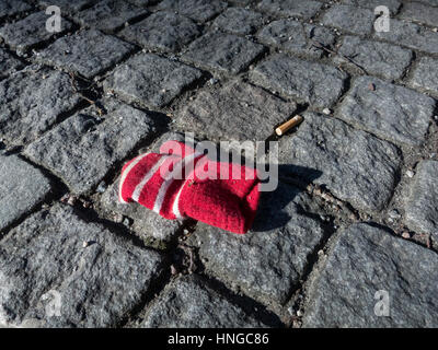 Lost and found mittens and gloves Stock Photo