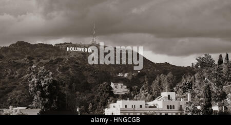 Los Angeles, CA - MAY 18: Hollywood sign on mountain on May 18, 2014 in Los Angeles. Originated as a real estate promotion, it is now the famous landm Stock Photo